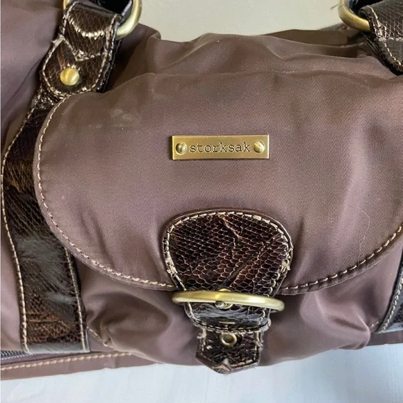 Sorksak Brown Purse with Faux Snakeskin Accents - Picture 2 of 8